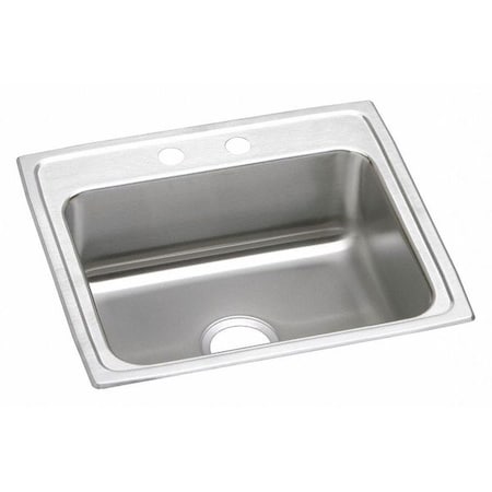 Lustertone SS,1 Bowl Top Mnt Sink, Drop-In Mount, 0 Hole, Lustrous Satin Finish