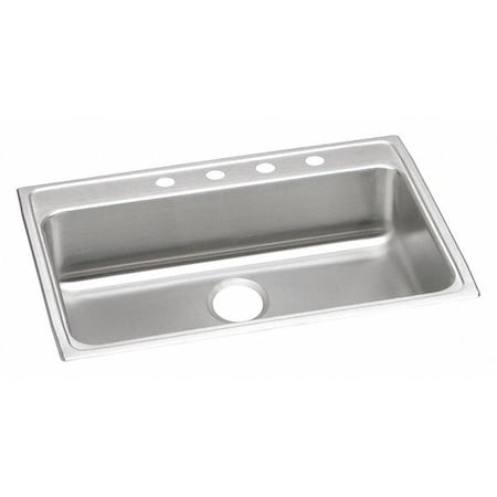 Lustertone SS,1 Bowl Top Mnt Sink, Drop-In Mount, 1 Hole, Lustrous Satin Finish