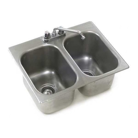 Drop-In Sink,Double,16 X 14 X 9.5