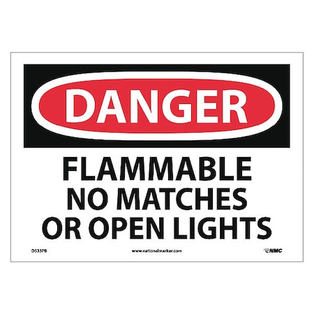 Danger Flammable No Matches Or Open Lights Sign, D533PB