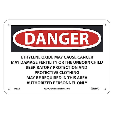 Danger Ethylene Oxide May Cause Cancer Sign, D33A