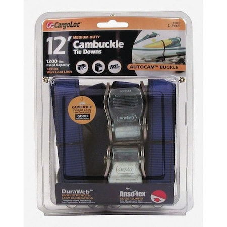 Cambuckle Tie Downs,1x 12 Ft.