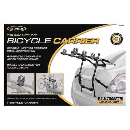 Bike Carrier,Trunk Mount,3,90 Lb.