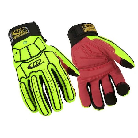 Impact Glove,Padded,Yellow/Red,3XL,PR