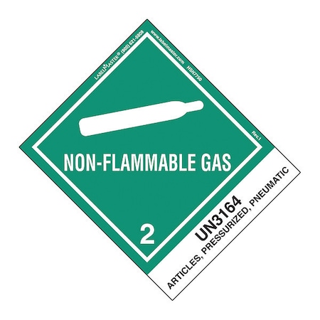 Non-Flammable Gas Label,UN316,PK500, HSN7750