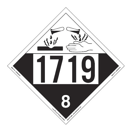Corrosive Placard,UN1719,PK25
