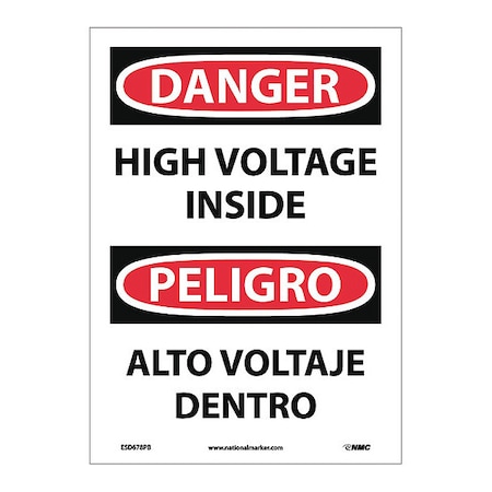 Danger High Voltage Inside Sign - Bilingual