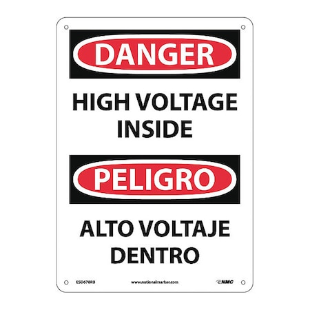 Danger High Voltage Inside Sign - Bilingual
