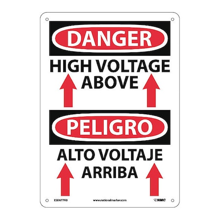 Danger High Voltage Above Sign - Bilingual