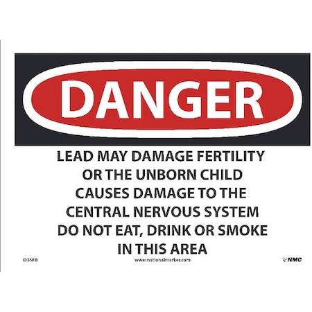 Danger Lead Work Area Sign, D36PB