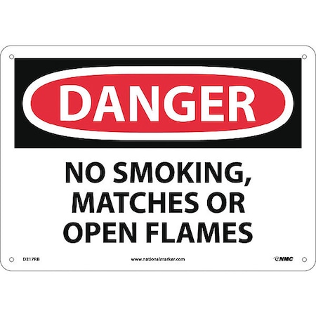 Danger No Smoking Matches Or Open Flames Sign, D217RB