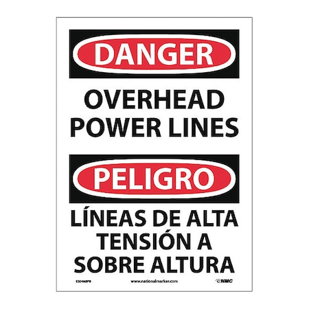 Danger Overhead Power Lines Sign - Bilingual, ESD468PB