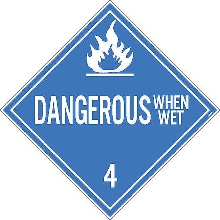 Dangerous When Wet 4 Dot Placard Sign, Pk100, Material: Unrippable Vinyl