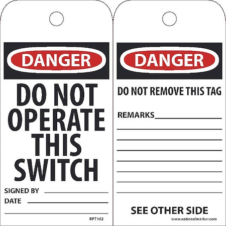 Do Not Operate This Switch Tag, Pk25