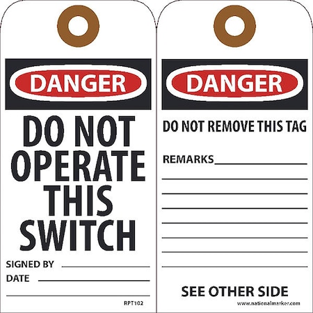 Do Not Operate This Switch Tag, Pk25