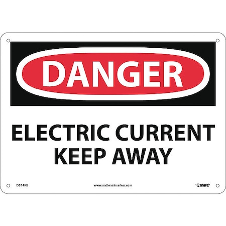 Electric Current Keep Away Sign, 10 In Height, 14 In Width, Rigid Plastic