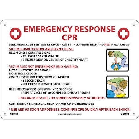 Emergency Response CPR Instructions Sign, M459RB