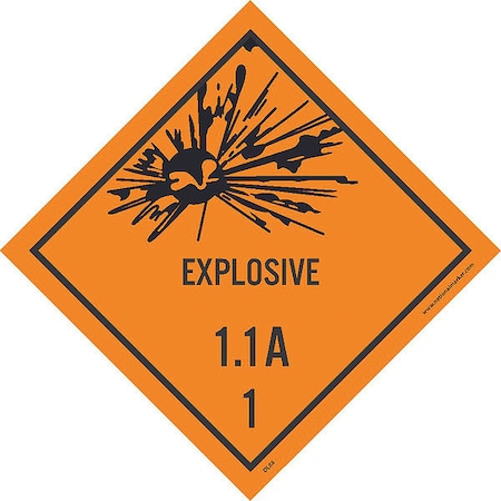 Explosive 1.1A 1 Dot Placard Label, Pk25