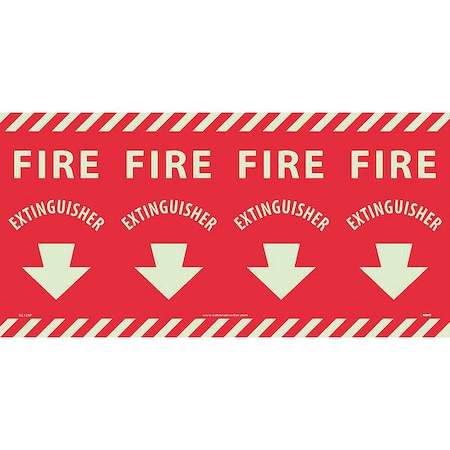 Fire Extinguisher Sign, 12 In Height, 24 In Width, Glow Polyester