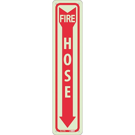 Fire Hose Sign, 18 In Height, 4 In Width, Glow Rigid