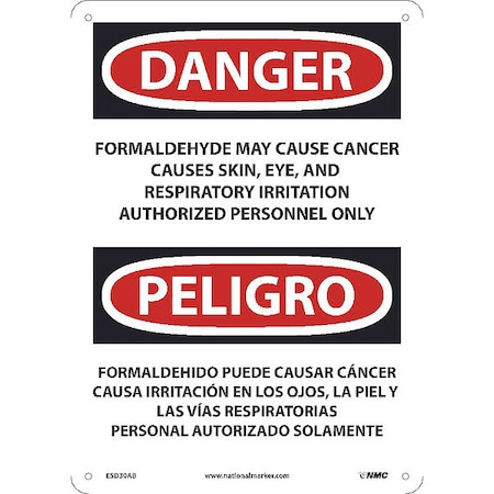 Formaldehyde May Cause Cancer Sign - Bilingual, ESD30AB