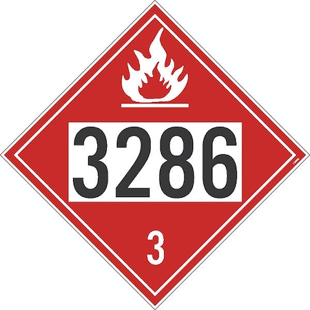 Four Digit 3286 Placard, Material: Unrippable Vinyl