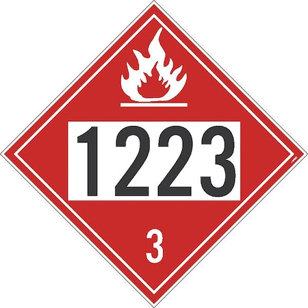 Flammable Dot Placard Sign, 1223, Material: Unrippable Vinyl