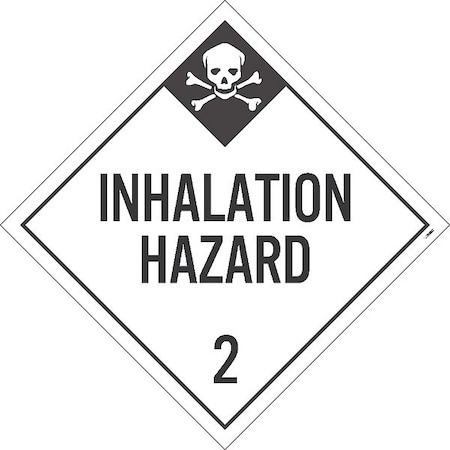 Inhalation Hazard 2 Dot Placard Sign, Pk50, Material: Pressure Sensitive Removable Vinyl .0045