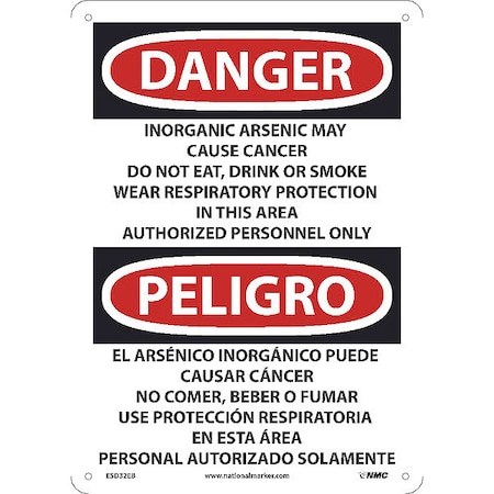 Inorganic Arsenic May Cause Cancer Sign - Bilingual, ESD32EB