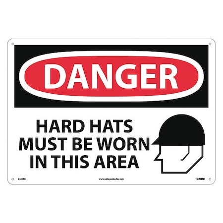 Sign,Lg Frm Danger Hard Hats Must Be Wo, D633RC