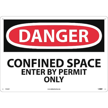 Large Format Danger Confined Space Enter By Permit Only Sign, D162AC