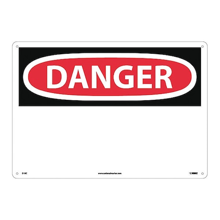 Danger Sign, 20 W, 14 H, English, Plastic, White, Legend Style: Blank