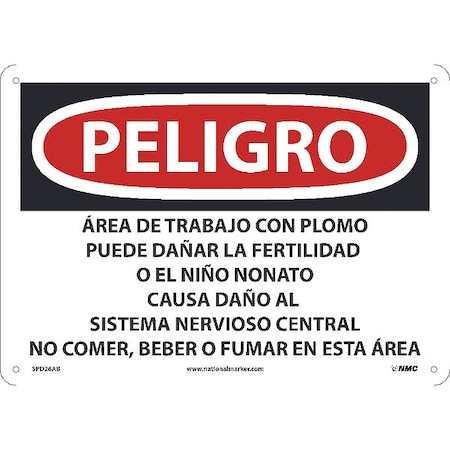 Lead Work Area May Cause Cancer Sign - Spanish, SPD26AB