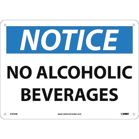 Sign,No Alcoholic Beverages, 10 In Height, 14 In Width, Rigid Plastic