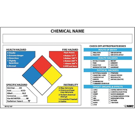 Nfpa Target Organ Label, Pk5