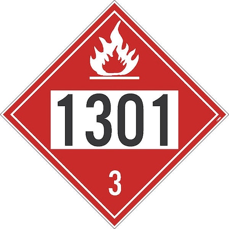 Flammable Dot Placard Sign, 1301 3, Pk10, Material: Adhesive Backed Vinyl