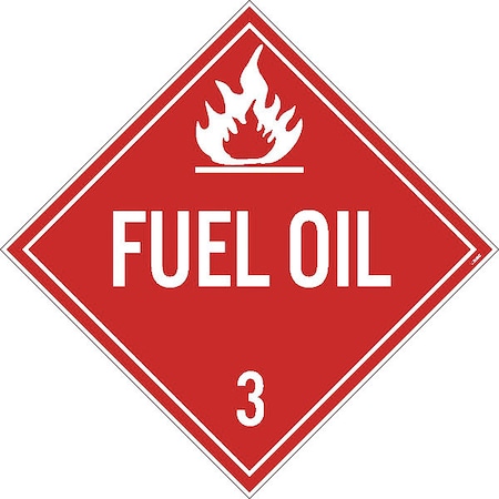 Fuel Oil 3 Dot Placard Sign, Material: Pressure Sensitive Removable Vinyl .0045