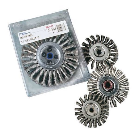 SAIT 06376 Non-Threaded Regular Twist Knot Wheels (Stainless Steel), 3 Dia X .014 Wire Size X 1/2, 3/8 Arbor, 1-Pack