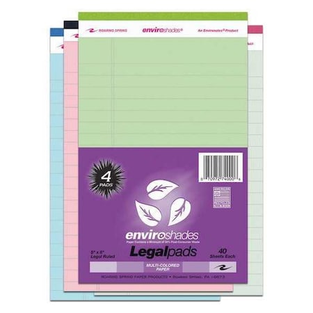 Case Of Recycled Colored Legal Writing Pads, Mini Sized 5x8, 40 Sheets/Pad, Assorted Colors