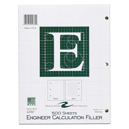Case Of Engineering Loose Leaf Filler Paper, 8.5x11, 500 Sht/pk, Green Tinted, Heavyweight Backer
