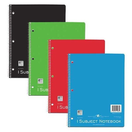 Case Of 1 Subject Wirebound Notebooks, 11x8.5, 80 Sheets, College Ruled W/Margin, Assorted Covers