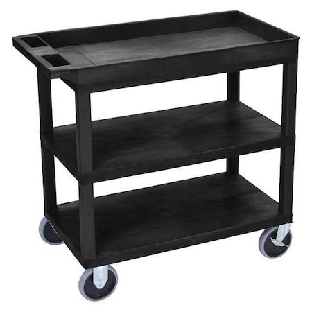 High Density Polyethylene (Shelf)/Polyvinyl Chloride (Leg) Cart,(2)Flat With 1 Tub Shelf,18x32