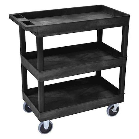 High Density Polyethylene (Shelf)/Polyvinyl Chloride (Leg) Tub Shelf Cart, 3 Shelves, 500 Lb