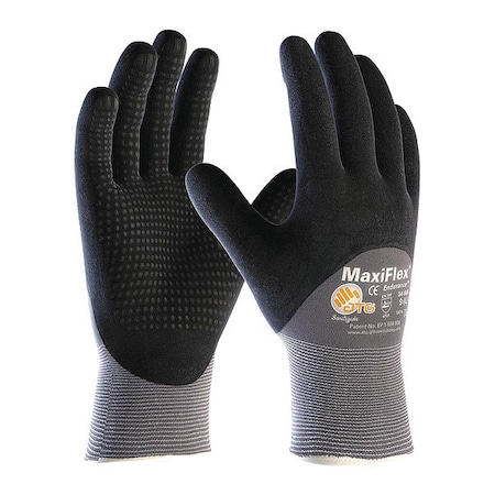 Foam Nitrile Coated Gloves, 3/4 Dip Coverage, Black/Gray, S, 12PK