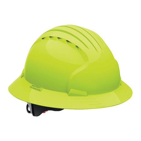 Full Brim Hard Hat, Type 1, Class E, Ratchet (6-Point), Neon Yellow