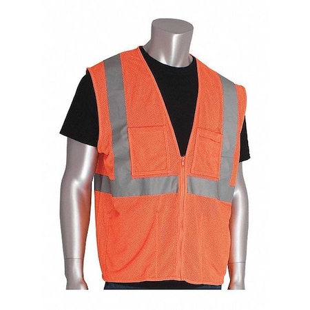 Hi-Visibility Vest,4 Pockets,Org,3XL