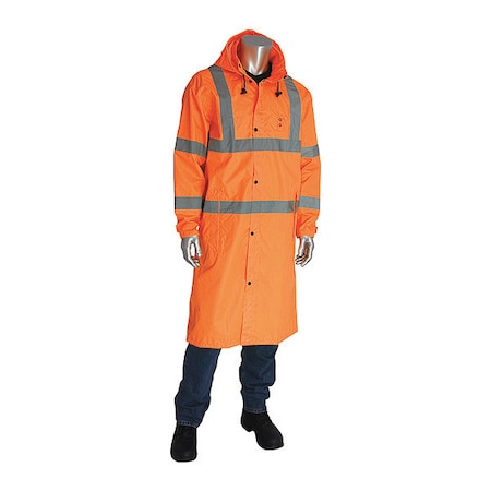 Hi-Viz Rain Coat,Org,XL