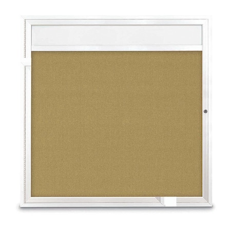 Corkboard,Hdr,Fbrc,Wht/Lime,1 Dr,48x48