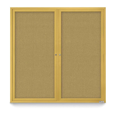 Corkboard,Fabric,Gold/Lime,2 Door,48x48