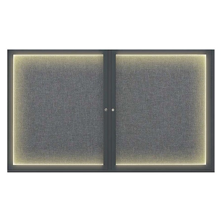 Corkboard,Lghtd,Fbrc,Blk/Gry,2 Dr,60x36